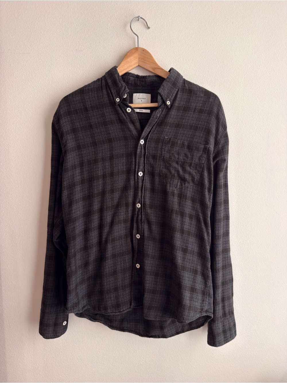 Billy Reid Men's Black Plaid Button-Down Shirt